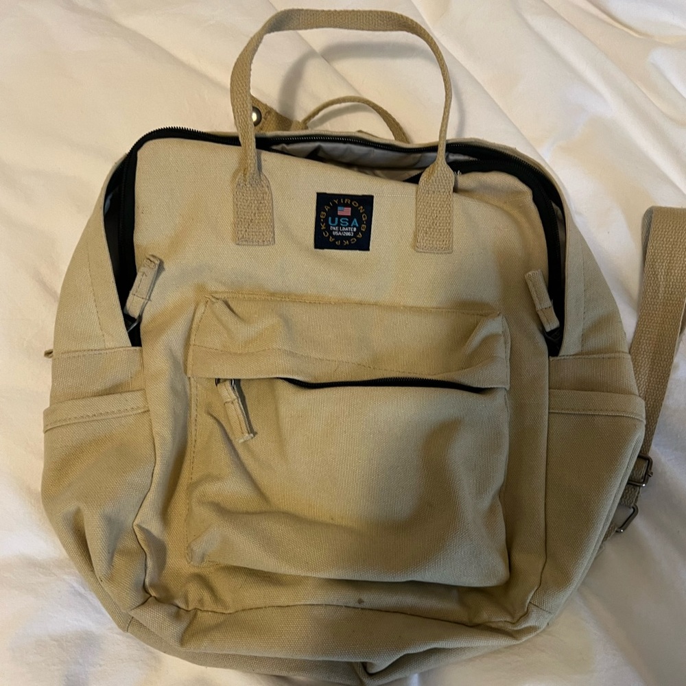 beige backpack